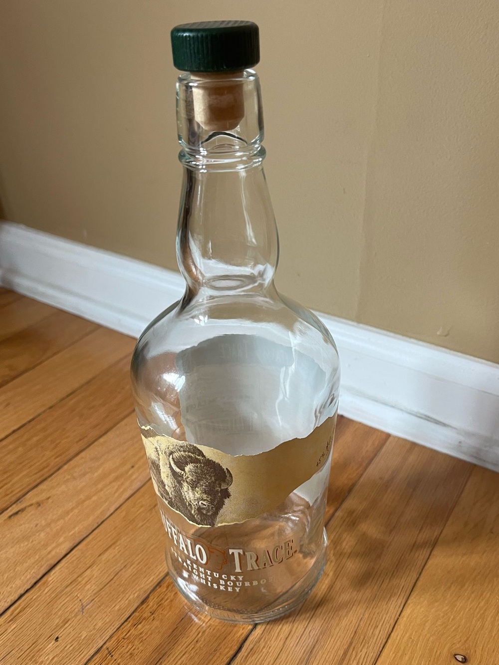 Buffalo Clear Glass Bottle with Green Cap